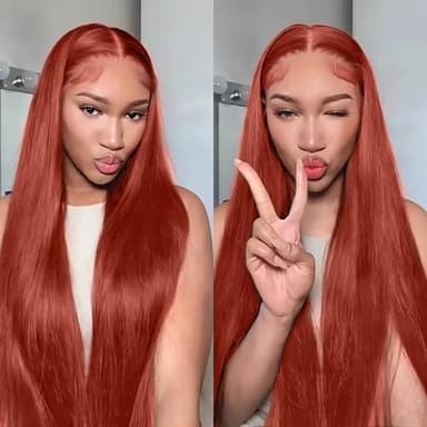AMIRTY 250% Density Ginger Wig Human Hair 13X4 Reddish Brown HD Lace Front Wigs Human Hair Bleached Knots for Women 12A Straight Wigs Human Hair with Baby Hair 28Inch - Image 5