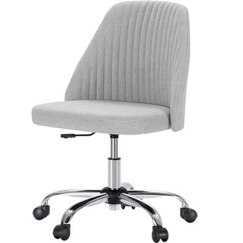 DUMOS Office Desk Chair, Modern Cute Rolling Vanity Swivel Task Chairs with Wheels, Comfortable Back Seat Armless for Home, Bedrooms, Office, Study, Student, Adults, Make-up, Dressing Room, Cloud - Image 1