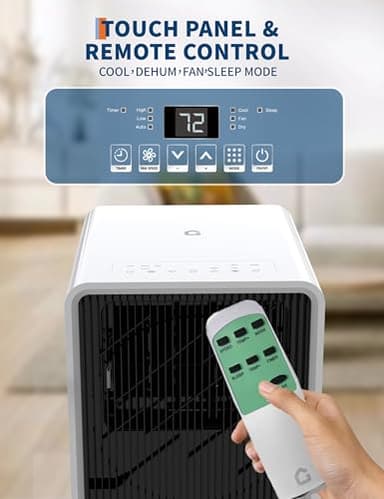 GarveeTech 14,000 BTU Drainage-free Portable Air Conditioner for Indoor Rooms, 3-In-1 AC Unit for Bedroom 225-300 Sq.Ft, Dehumidifier, Fan, Sleep Mode, 24 Timer, Remote Control, Window Kits, Black - Image 5