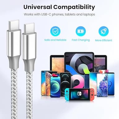KYEHD USB C Cable,3 Pack 10FT USB C to USB C Cable 60W Type c Charger Fast Charging Cord,USB C Charger Nylon Braided Compatible iPhone 16 Pro/15 Pro/Plus/Max/iPad/MacBook and More - Image 8