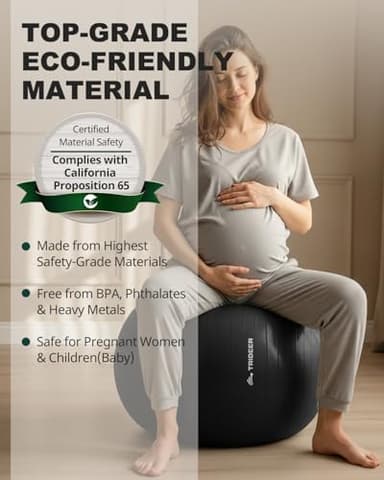 Trideer Yoga Ball for Exercise, Pregnancy & Birthing, 5 Sizes Exercise Ball for Physical Therapy, Stability, Fitness, Quick Pump Included - Image 6