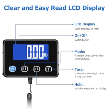 KUAIVO Shipping Scale, 440 lbs/0.35oz High Accurate Digital Postal Scale with Hold/Tare Function, Shipping Scale for Small Business, Packages, Luggage, Home Use, Battery & Charging Cable Include - Image 3