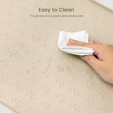 PWTAA Dog Food Mat Anti-Slip Silicone Dog Bowl Mat Thicker Pet Placemat Waterproof Cat Feeder Pad with Raised Edge Puppy Kitten Feeding Mats Suitable Small Medium-Sized Dogs Cats Eating Tray - Image 9