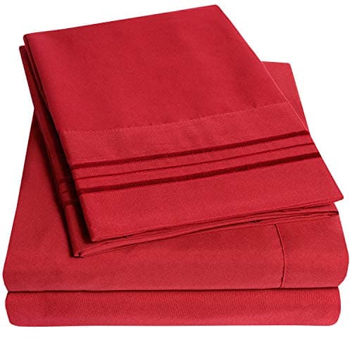 1500 Supreme Collection Bed Sheet Set - Extra Soft, Elastic Corner Straps, Deep Pockets, Wrinkle & Fade Resistant Hypoallergenic Sheets Set, Luxury Hotel Bedding, Queen, Red - Image 1