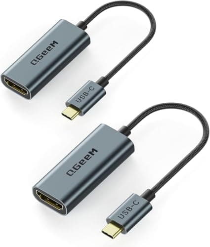 QGeeM USB C to HDMI Adapter 4K@60Hz,Type-C Thunderbolt 3/4 to HDMI Adapter Converter,Compatible for MacBook Pro,iPhone16 Max Plus,iPad Air,XPS,Galaxy S24Ultra,iMac Mini Etc.-2 Pack - Image 1