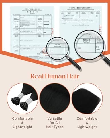 Sunny Hair 22inch I Tip Hair Extensions Human Hair Black Itip Extensions Human Hair Long Straight Hair I Tip Hair Extensions Easy to Install for Women 50g - Image 3