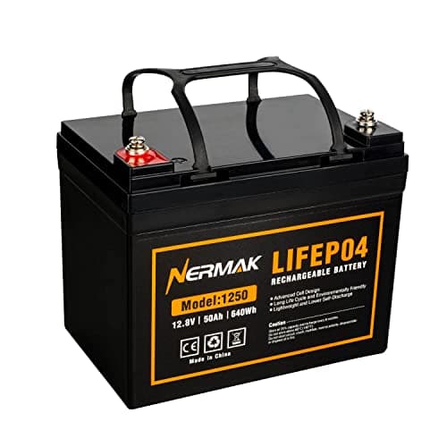 NERMAK 12V 50Ah Lithium LiFePO4 Deep Cycle Battery, 4000+ Cycles Lithium Iron Phosphate Rechargeable Battery for Solar, Marine, Home Energy Storage, Off-Grid Applications and More, Built-in 100A BMS - Image 1