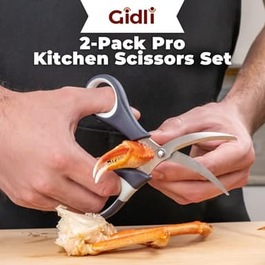 Gidli Kitchen Scissors & Shears 2 Pack - Lifetime Replacement Warranty* - Heavy Duty Kitchen Scissors - Stainless Steel All Purpose Ultra Sharp Cutting Scissor for Food and Meat, Dishwasher Safe - Image 3