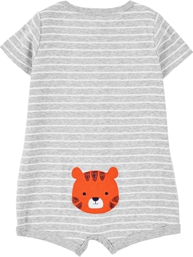 Simple Joys by Carter's Baby 3-pack Snap Up Rompers, stripe, whale, tiger, 0-3 Months - Image 2