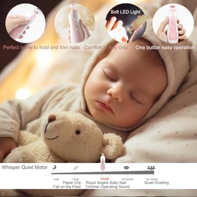 Baby Nail Trimmer 21 in 1, Usage Labeled Case & 13 Extra Replacement Tools, Royal Angels Baby Electric Nail File, Baby Nail Care, Nail Clipper Newborn Toddler Toes & Fingernails Nail Kit (Pink) - Image 2