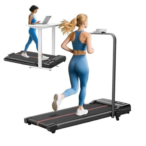 Walking Pad with Handle Bar and Incline, 3.0HP Portable Small Treadmills with Handles for Home Small Spaces, 0.6-6.2MPH Electric Compact Walking Pads Treadmills with Incline, 320LB Capacity - Image 1