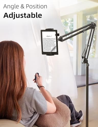 VOLTIFYMAX Floor Stand Kindle Holder with Remote Page Turner for Reading in Bed, Tablet Mount with Clicker, Kindle Accessories Tablet Stand Holder for Kindles Tablets iPhones 4.7-12.9 inch(Black) - Image 3