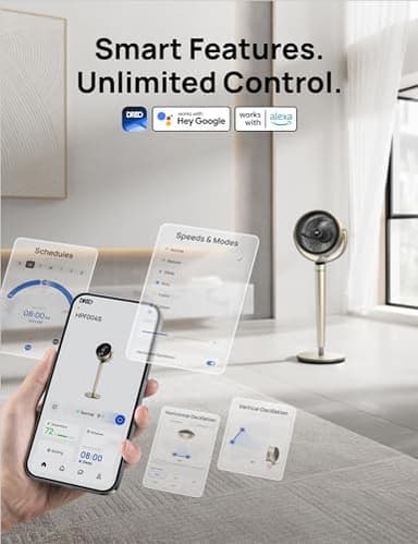 Dreo Pedestal Fan with Smart Control, 43'' Inches, 150°+120° Omni-Directional Oscillating Quiet Fans for Bedroom, 110ft Circulator Fan with DC Motor, 9 Speeds, 6 Modes, 12H Timer, Wi-Fi/Voice/Alexa - Image 6