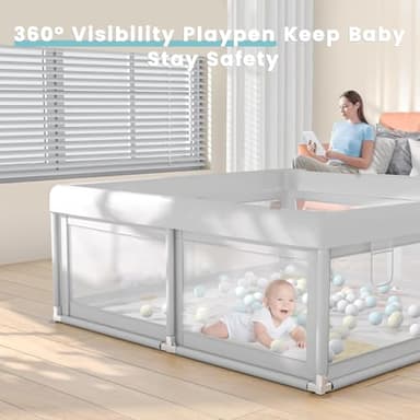 Hiaksedt 50 x 50 inch Baby Playpen with Mat Small Playpen for Babies and Toddlers Baby Fence Playards - Image 3