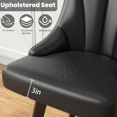YaFiti Swivel Bar Stools with Backs, 24" Counter Height Bar Stools Set of 6, PU Leather Upholstered Counter Barstools with Solid Wood Legs for Kitchen Island, Home Bar, Black - Image 5