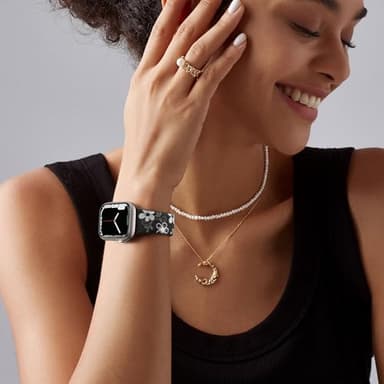 Witzon Cute Flower Band Compatible with Apple Watch Bands For Women 42mm 44mm 45mm 46mm 41mm 40mm 38mm 49mm, Engraved Soft Silicone Inlay Strap for iWatch Series 11 10 9 8 7 6 5 4 3 2 SE Ultra 3 2 1 - Image 2