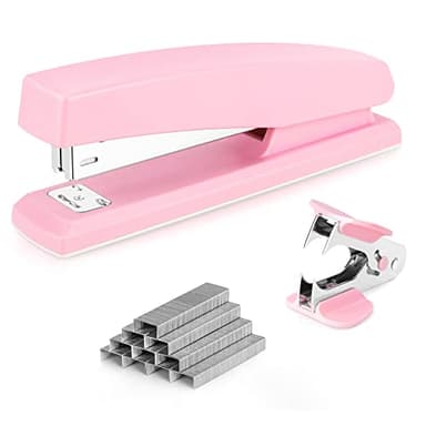 Deli Stapler, Desktop Stapler, Office Stapler, 25 Sheet Capacity, Includes 1000 Staples and Staple Remover, Pink - Image 1