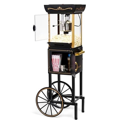 Nostalgia Popcorn Maker Machine - Professional Cart With 2.5 Oz Kettle Makes Up to 10 Cups - Vintage Popcorn Machine Movie Theater Style - Black - Image 1