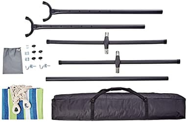 Amazon Basics Double Hammock with 9-Foot Space Saving Steel Stand and Carrying Case, 450 lb Capacity, Oasis Stripe, 110 x 47 x 43 inches - Image 4