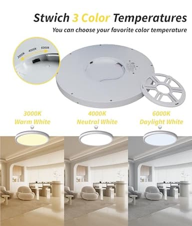 6pack 9 Inch Flush Mount Ceiling Light, 18w Led Ceiling Light, 3000k/4000k/6000k Selectable 1860lm Ceiling Light, Super Slim Led Light Fixture for Bedroom Kitchen Living Dining Room Office - Image 5