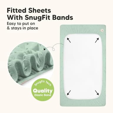 2-Pack Waterproof Baby Crib Sheets for Boys, Girls - 52x28 Viscose Derived from Bamboo Toddler Bed Sheet Neutral, Fitted Crib Mattress Protector Cover for Baby Bedding, Soft & Gentle (Beach Day) - Image 6