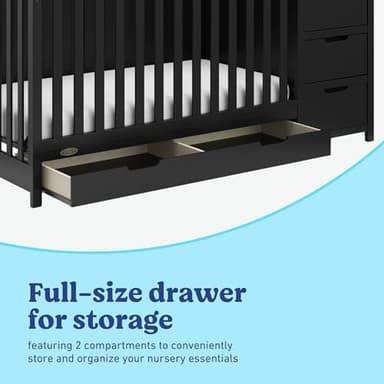 Graco Hadley 5-in-1 Convertible Crib & Changer (Black) – GREENGUARD Gold Certified, Fits Standard Crib Mattress, Converts to Toddler Bed and Full Bed, 4 Adjustable Mattress Heights - Image 5