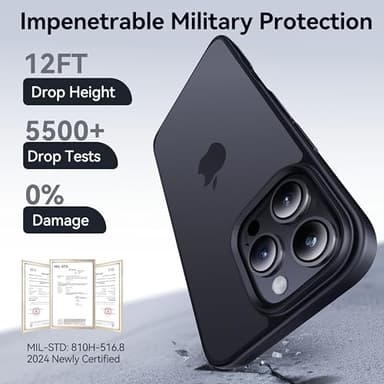 CASEKOO for iPhone 16 Pro Case, [Never Yellow Technology] [Mil-Grade Drop Protection] Translucent Slim Cover Women Men for iPhone 16 Pro Phone Case 6.1 inch, Frosted Black - Image 9