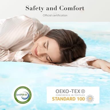 Memory Foam Mattress Topper Queen, 2 Inch Thick Gel Infused Bed Toppers for Queen Size Bed, Soft Mattress Pads for Sleeper Sofa, RV, Camper, CertiPUR-US Certified, Blue - Image 5