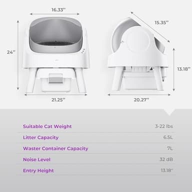 Self Cleaning Cat Litter Box, Open Top Litter Box for Multiple Cats, Automatic Cat Litter Box with Liners and Mat Included, Grey - Image 6