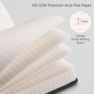 RETTACY Lined Journal Notebook, 2-Pack, 192 Numbered Pages per Pack, A5 Medium Size (5.7'' x 8.3''), for Men & Women, Writing, Work, Leather Hardcover, 100 GSM Thick Paper (Black & Dark Green) - Image 3