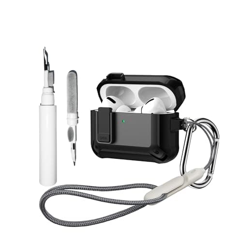 [4 in 1] Lock Case Compatible with AirPods Pro 3 with Keychain,Lanyard and Cleaning Pen Kit,Military Grade Armor Shockproof Rugged Shell Protective Cover for Women Men - Image 1