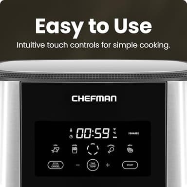 Chefman TurboFry® Touch Air Fryer, XL 8-Qt Family Size, One-Touch Digital Control Presets, French Fries, Chicken, Meat, Fish, Nonstick Dishwasher-Safe Parts, Automatic Shutoff, Stainless Steel - Image 5