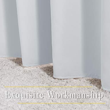 NICETOWN Room Darkening Curtains for Living Room - Easy Care Solid Thermal Insulated Grommet Panels/Drapes for Bedroom (2 Panels, 52 by 84, Greyish White) - Image 6