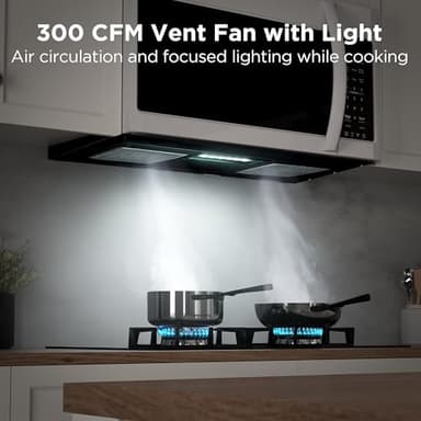 BLACK+DECKER Over the Range Microwave Oven with Vent and One-Touch Auto Cooking, 1.7 cu. ft. OTR Over Stove Microwave, White, 1000 Watts, EM044K6CF-WH - Image 4