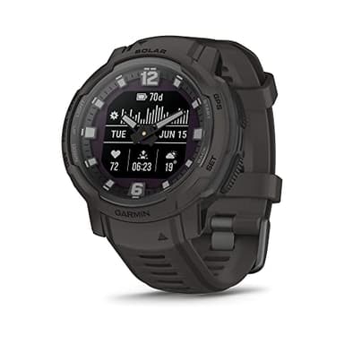 Garmin Instinct Crossover Solar, Rugged Hybrid Smartwatch with Solar Charging Capabilities, Analog Hands and Digital Display, Graphite - Image 1