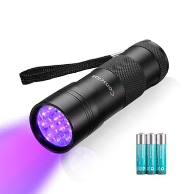 UV Flashlight Black Light, Consciot 12 LED 395nm Ultraviolet Blacklight, Portable Mini Torch Light Pet Urine Detector for Dog/Cat Urine, Dry Stains, Bed Bug, Matching with Pet Odor Eliminator - Image 1