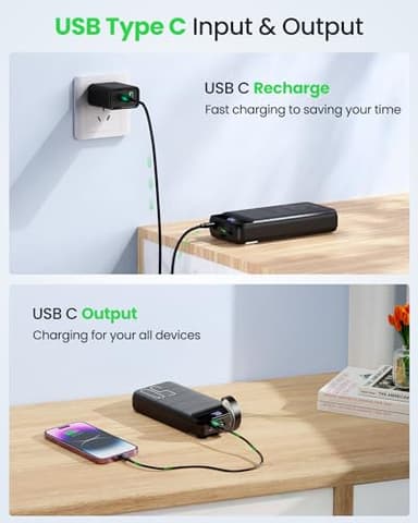 Morfec Power Bank Fast Charging 50000mAh - 22.5W Portable Charger USB C Quick Charge with 4 Outputs & 3 Inputs LED Display Huge Capacity External Battery Pack for iPhone, Samsung, iPad etc - Image 6