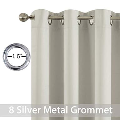 Yakamok Room Darkening Thermal Insulated Light Blocking Blackout Curtains, 2 tie Backs Included(52Wx84L,Light Beige,2 Panels) - Image 6