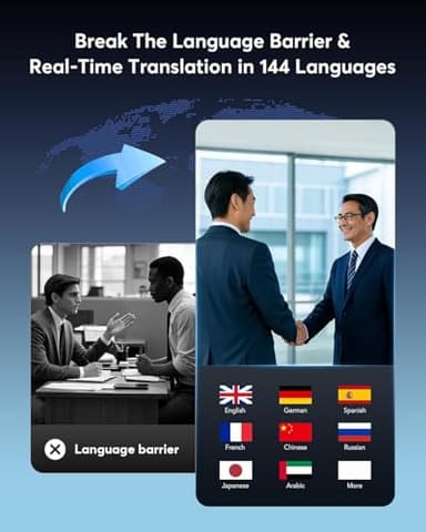 AI Language Translation Earbuds, OWS LCD Touchscreen Real-Time Translator for 144 Languages & Accents Includes Free Subscription Translation Device Earphones for Travel Business Learning, Black - Image 6
