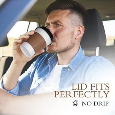 Ginkgo 100 Pack 12 oz Disposable Thickened Paper Coffee Cups with Lids and Sleeves, To Go Hot Coffee Cups, Hot Chocolate, Cocoa and Coffee Bar Supplies - Image 5