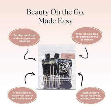 Kitsch 11 PCS Travel Bottles for Toiletries – Travel Essentials Kit for Shampoo, Conditioner, Lotion & More - TSA Approved Travel Bottles, Leak-Proof Refillable Travel Size Containers - Black & Ivory - Image 4