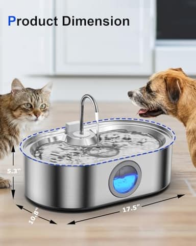 3.4Gal Dog Water Fountain for Large Dogs, 13L Stainless Steel Large Pet Fountain with Deeper & Wider Drinking Area, Automatic Dog Water Bowl Dispenser with Water Window & LED, Super Quiet - Image 9