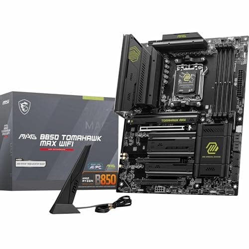 MSI MAG B850 Tomahawk MAX WiFi V1 Motherboard, ATX - Supports AMD Ryzen 9000/8000 / 7000 Processors, AM5-80A SPS VRM, DDR5 Memory Boost 8400+ MT/s (OC), PCIe 5.0 x16, M.2 Gen5, Wi-Fi 7, 5G LAN - Image 1