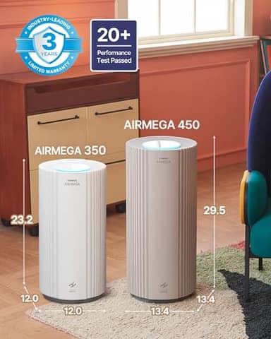 COWAY Air Purifiers for Large Room Whole Home Up to 2,640 ft², True HEPA Filter for Smoke, Allergies, Pet Dander, Odor, PM 10 AQI, Turbo Eco Mode, Timer, Energy Star, 3yr Warranty, Airmega 350 White - Image 12