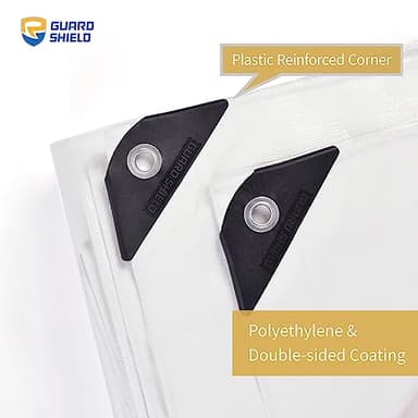 GUARD SHIELD White Tarps Heavy Duty Waterproof 10x12 Feet Large Thick Tarp Cover 12mil - Image 2