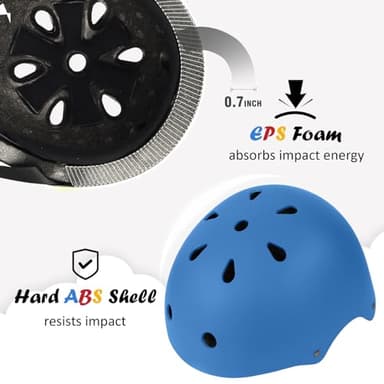 Kids Bike Helmet, Adjustable and Multi-Sport, from Toddler to Youth, 3 Sizes (Blue) - Image 2