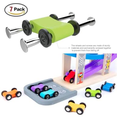 Wood City Toddler Toys for 1 2 3 Years Old, Wooden Car Ramp Racer Toy Vehicle Set with 7 Mini Cars & Race Tracks, Montessori Toys Craft Gift for Toddlers Boys and Girls - Image 6