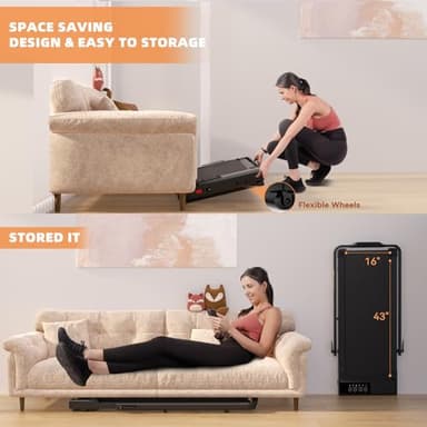 DeerRun 3 in 1 Walking Pad Treadmill, 300 lbs Capacity Foldable Treadmill, 3.0HP Low Noise Walking Pad with Handle Bar, Under Desk Treadmills for Home Office with Remote & Smart APP - Image 6