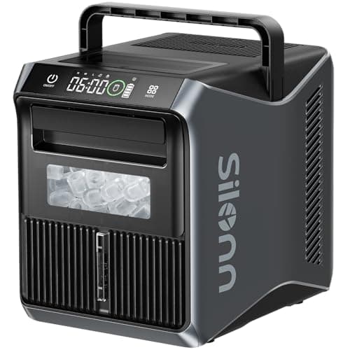 Silonn Battery-Powered Ice Maker with 4-Power, RV Ice Maker Countertop 12V/24V Car Charger 100-240V AC Solar-Ready, Portable Ice Machine 9 Cubes/6 Mins 22lbs/Day Auto-Clean for Camping RV Home Outdoor - Image 1