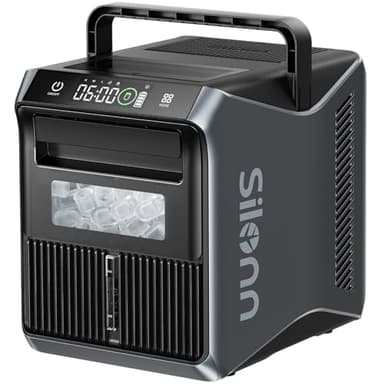 Silonn Battery-Powered Ice Maker with 4-Power, RV Ice Maker Countertop 12V/24V Car Charger 100-240V AC Solar-Ready, Portable Ice Machine 9 Cubes/6 Mins 22lbs/Day Auto-Clean for Camping RV Home Outdoor - Image 1